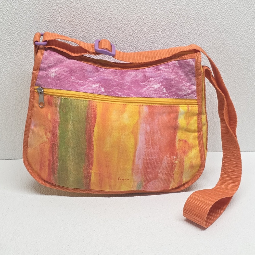 Flavia Books Are Fun Peaches & Pomegranates 2006 Pink Orange Purse Shoulder Bag